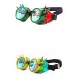 2x Rainbow Steampunk Goggles Gafas De Caleidoscopio De