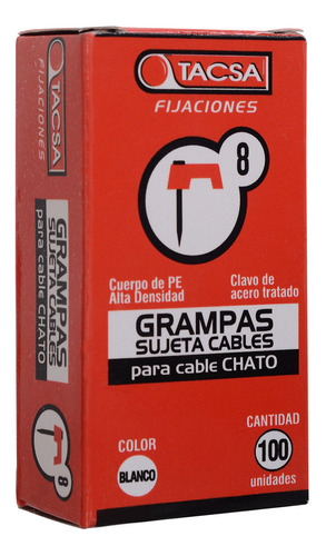 Grampas Sujeta Cable Tacsa N° 8 Clavo De Acero X10 Cajas
