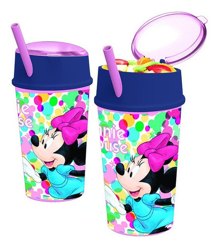 Vaso Infantil Portacereal Para Niños Sorbete Minnie Mouse Color Violeta Liso