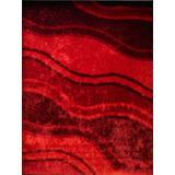 Tapete Decorativo Shaggy Expo Design 160x225cm Diseño De La Tela Ondas Rojo