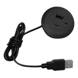 Tomada De Embutir Em Sofá Usb Redonda Usb A E Usb C Cor Preto