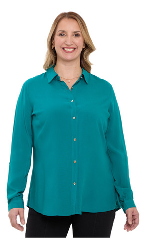 Blusa Mujer Lisa Estampada Verde Oscuro Fashion's Park