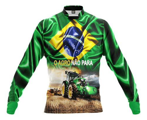 Camisa Masculina Brasil Agro É O Futuro Ag02 Proteção Uv50+