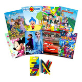 Recuerdo Fiesta Kit 10 Libros De Colorear + 10 Crayolas