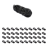 Soga Cuerda Cabo Elástica Negro 6 Mm X 20 Mts + 40 Ganchos