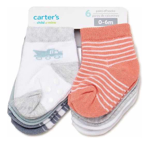 Paquete Medias Carters Para Bebé 6 Pares Talla Rn