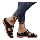 Sandalias Mujeres Hueco Bordado Zapatillas Cuña