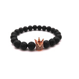 Pulsera De Piedra Volcania Corona Rose Hombre Mujer Rm