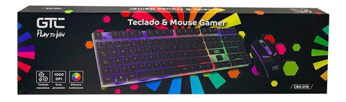 Combo Teclado Y Mouse Gamer Negro Play To Win Rgb Envio Grat