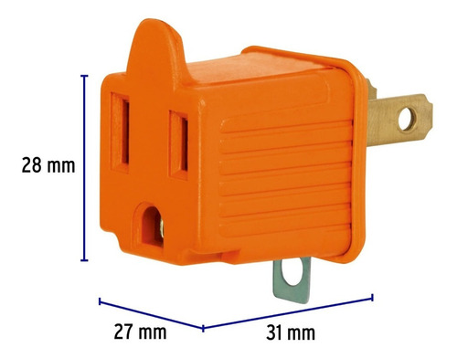 Adaptador 3 A 2, Naranja, A Granel, Volteck