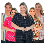 Kit 5 Blusinhas Feminina Camiseta Plus Size Verão Atacado