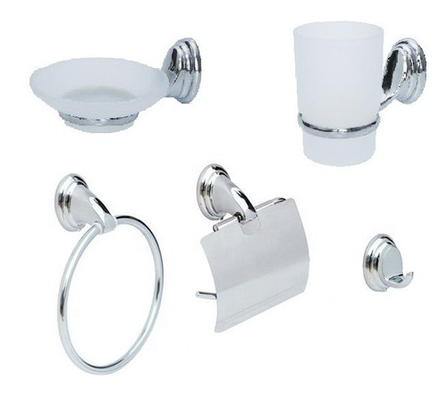 Set Kit Accesorios Baño Juego 5 Pzas Metal Cromado Umbria 791