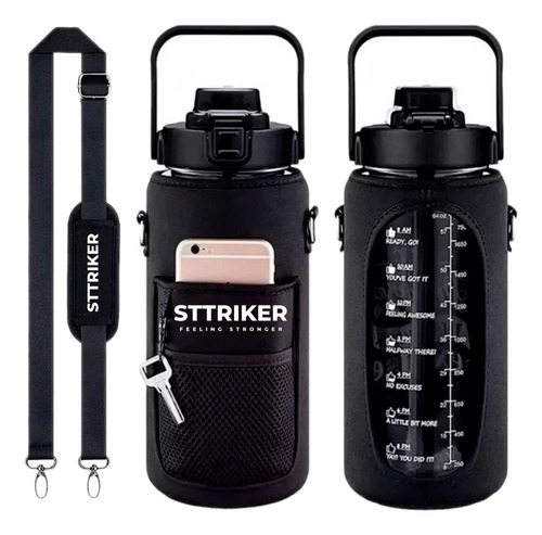 Termo Sttriker 2l Agua Bolso + Funda Maleta Motivacional