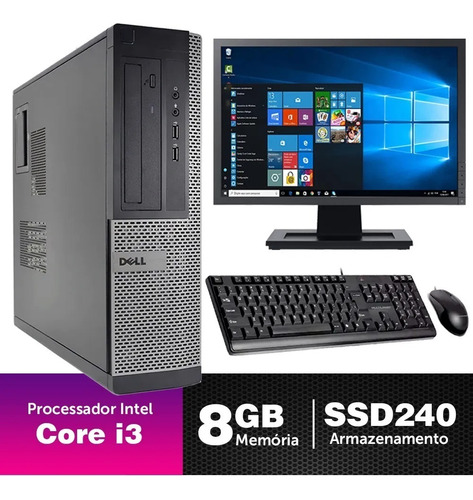 Cpu Barato Dell Optiplex Core I3 3g 8gb Ddr3 Ssd 240gb +19w 