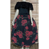 Conjunto Pombagira Florido Rosas Preto/vermelho