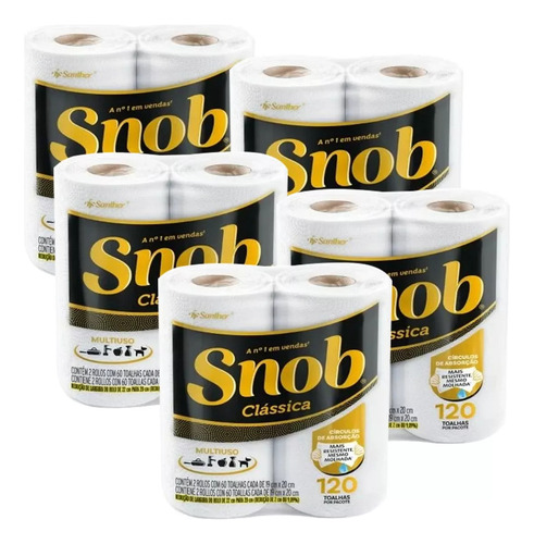 Snob Papel Toalha Cozinha Folha Dupla C/ 10 Rolos