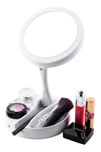 Espejo C/ Luz Y Aumento Plegable Maquillaje Makeup Plegable