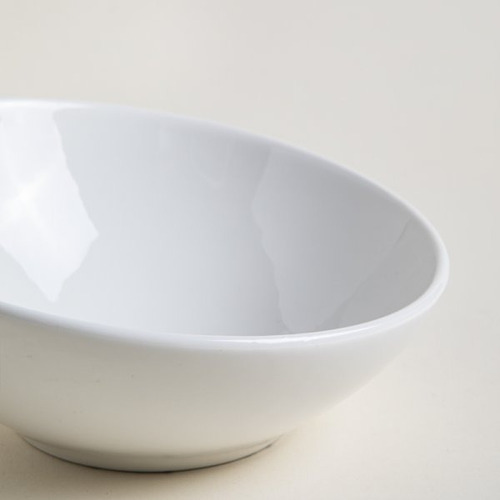 Bowl Ensaladera De Ceramica Blanco Esmaltado 22cm Diagonal