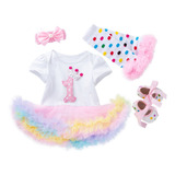 Vestido Infantil 4pcs Recién Nacidos Niñas Princesa Cumpleañ