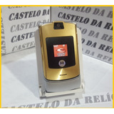 Celular Motorola V3i Dourado & Prata Usado Reliquia 