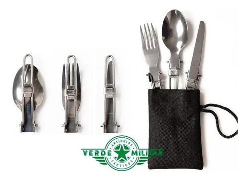 Set De 3 Cubiertos Plegables Para Viaje Campismo Outdoor 