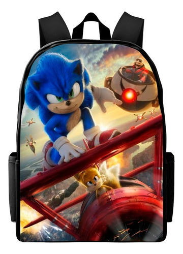 Bolsa Mochila Volta As Aulas Infantil Várias Estampas Sonic Desenho Do Tecido Sonic M19