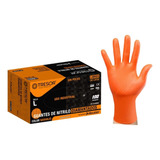 Guantes De Nitrilo Diamantados Naranjo 100 Uni Tresor Color Naranja Talla L