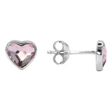 Aros De Plata 925 Swarovski® Elements Cuore Cristal Rosa