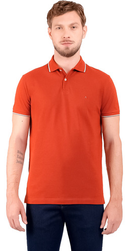 Camisa Polo Aramis 3 Listras In24 Vermelho Urucum Masculino