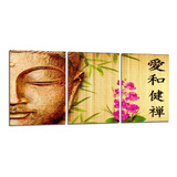 Cuadro Buda Meditación Zen Cara Triptico 90x40cm