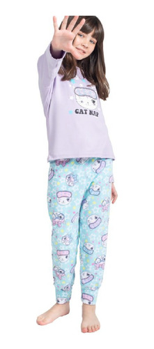 Pijama Nena Invierno Micropolar Gatos Cat Nap Mariene 2072b