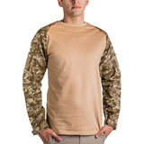 Remera Táctica Bajo Chaleco Camuflado Digital Desert