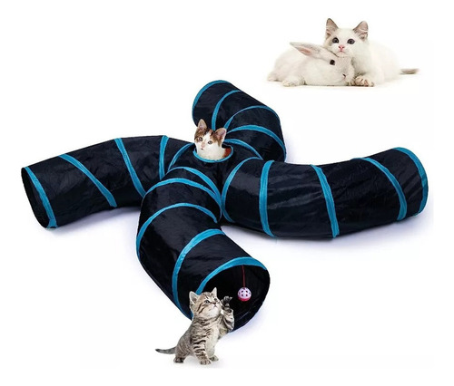 Brinquedo Cat Túnel Para Gato Com 4 Saídas Dobrável + Bolsa