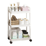 Carrito De Almacenamiento De 3 Niveles Con Asa, Cocina, Baño Color Blanco