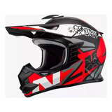 Casco Moto Cross Enduro Nzi Knobby Contest Kids Red Top Cuo