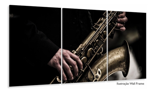 Quadro Saxofone Vintage Música Instrumentos Em Tecido 3 Peça