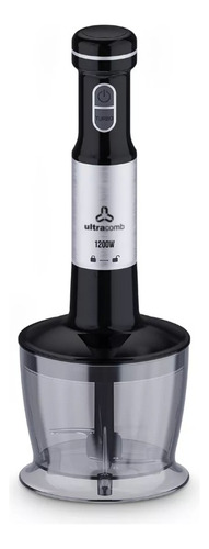 Mixer Ultracomb Lm-2555 Minipimer Vaso 800ml + Bowl Picador Color Negro