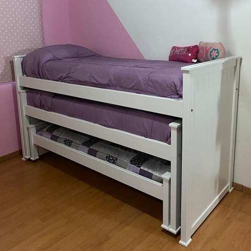 Cama Nido Triple En Madera Laqueada Excelente Calidad