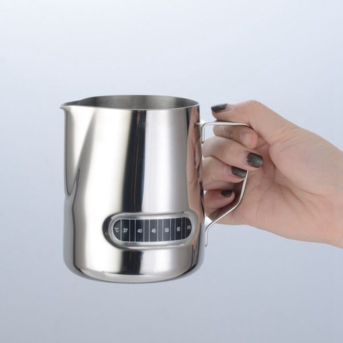 Leiteira Pitcher Para Cafe Barista 350ml Inox Com Termômetro