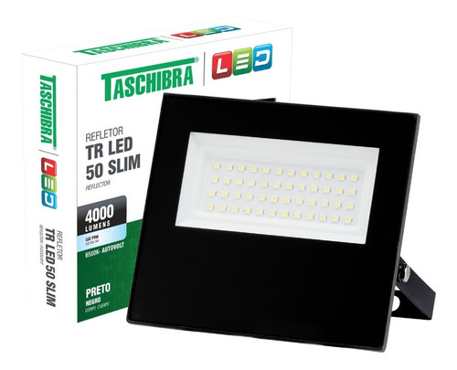 Kit Com 50 Refletores Led Slim 50w Area Externa Bivolt 