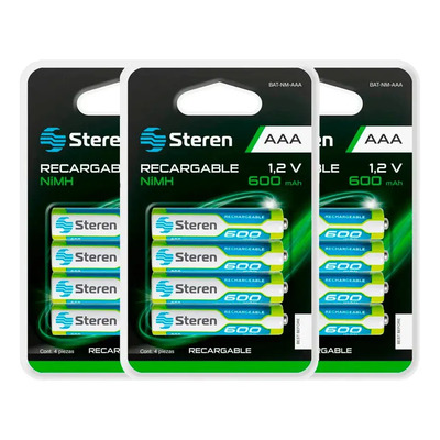 3 Paquetes Pilas Recargables Aaa 600 Mah Bat-nm-aaa Steren | Envío gratis