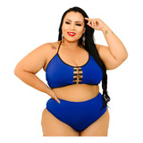 Biquini Plus Size 2021 Cintura Alta Argola Tendência Bojo 