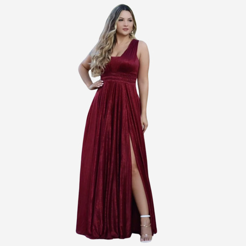  Vestido Festa Madrinha Luxuoso Brilho Terracota Rosa Canela