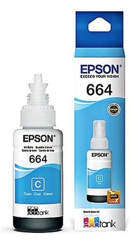 Epson Tinta Botella T664 Ecotank Original  Cyan