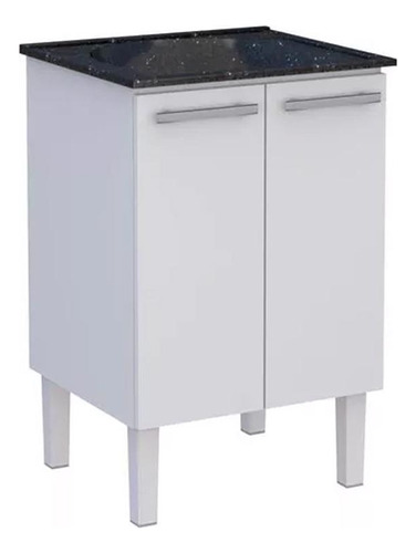 Gabinete Para Tanque Vênus Com Pedra 60cm Preto - Cozimax Cor Branco