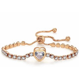 Pulsera Brazalete Oro Laminado 18k Corazón Dama Novia Mujer