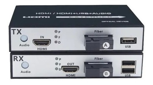 Extensor Hdmi 20km Via Fibra Óptica 1080p+ 2 Portas Usb 20km