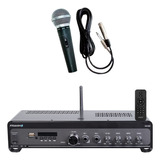 Kit Amplificador Slim 3600 + 1 Microfone Com Fio Smd-100 