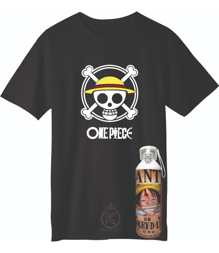 Polera One Piece + Botella En Aluminio - Anime - Estampaking