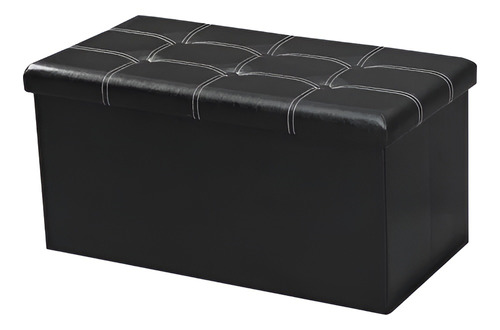 Banqueta Puff Baul Negro 76x38 Organizador Sillon Cama Pouf